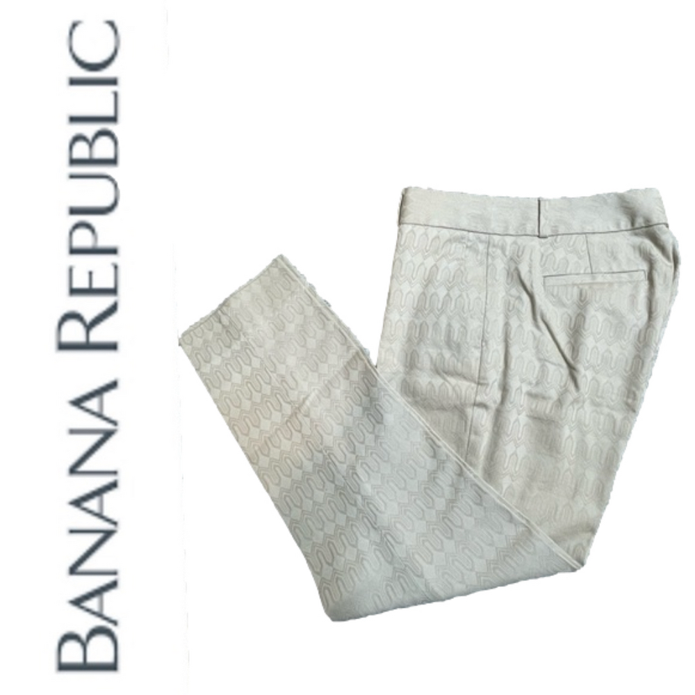Banana Republic Hampton Fit Crop Pants silver dollar texture womens Sz 2
